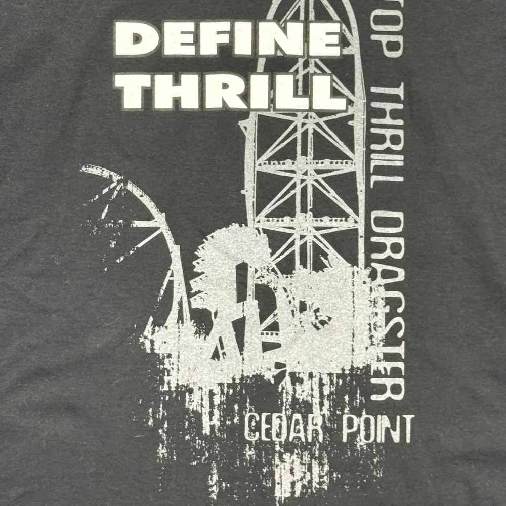 Vintage Y2K Cedar Point Top Thrill Dragster T Shirt 3XL NWT Define Thrill